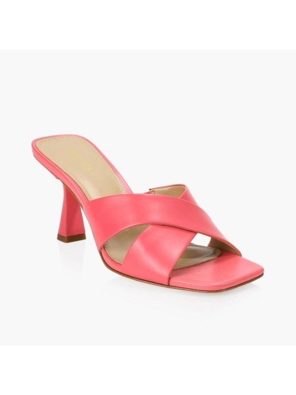 Michael Kors Clara Leather Heeled Mule Sandals in Pink - NWT